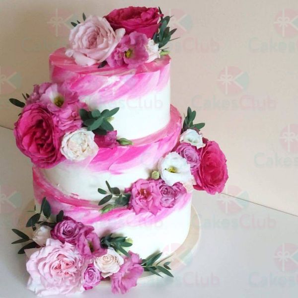 Свадебные торты с цветами - A3448