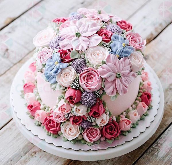 Свадебные торты с цветами - A3449