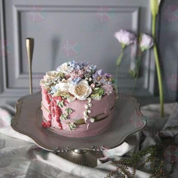 Свадебные торты с цветами - A3442