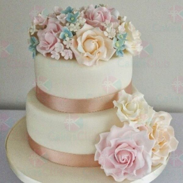 Свадебные торты с цветами - A3437