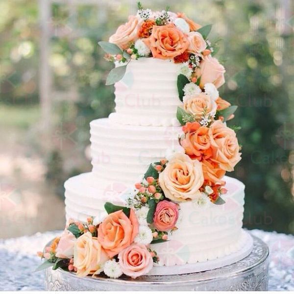 Свадебные торты с цветами - A3441