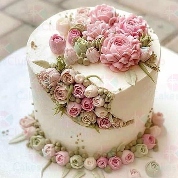 Свадебные торты с цветами - A3445