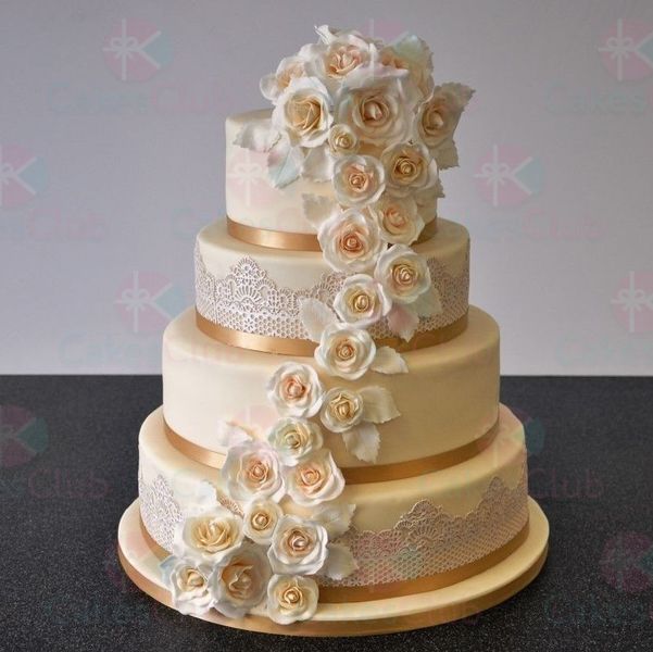 Бежевые свадебные торты - A2772