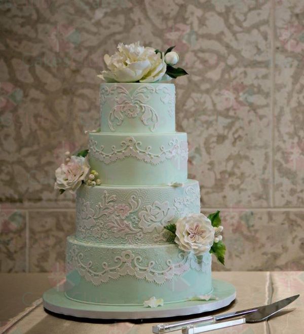 Голубые свадебные торты - A2898