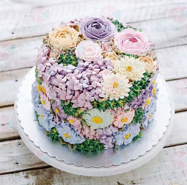 Свадебные торты с цветами - A3156