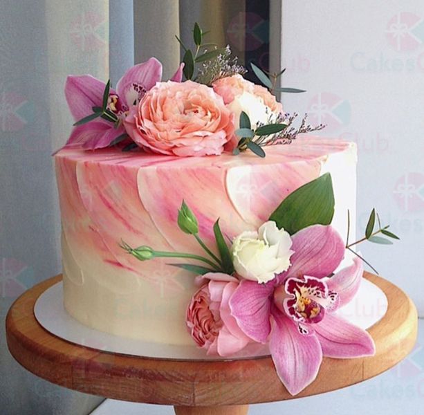 Свадебные торты с цветами - A3163
