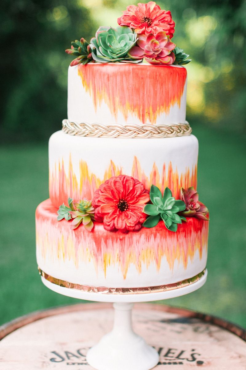 Оранжевые свадебные торты - a1147