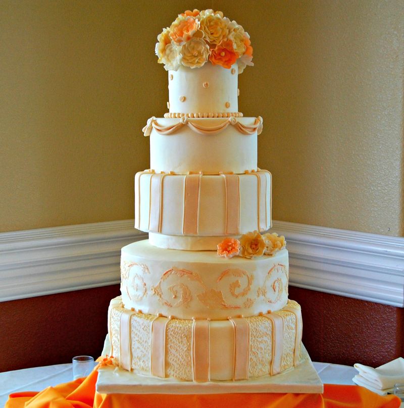 Оранжевые свадебные торты - a1148