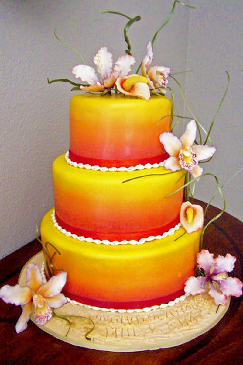 Оранжевые свадебные торты - a1152