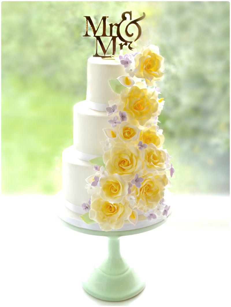Желтые свадебные торты - a1012